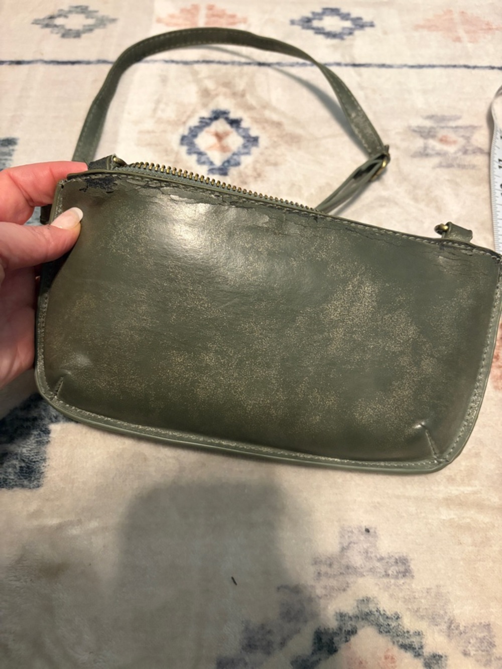 Joy Susan Women's Olive Green Leather Crossbody Bag - Picture 9 of 10